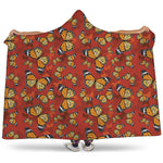 Orange Monarch Butterfly Print Hooded Blanket