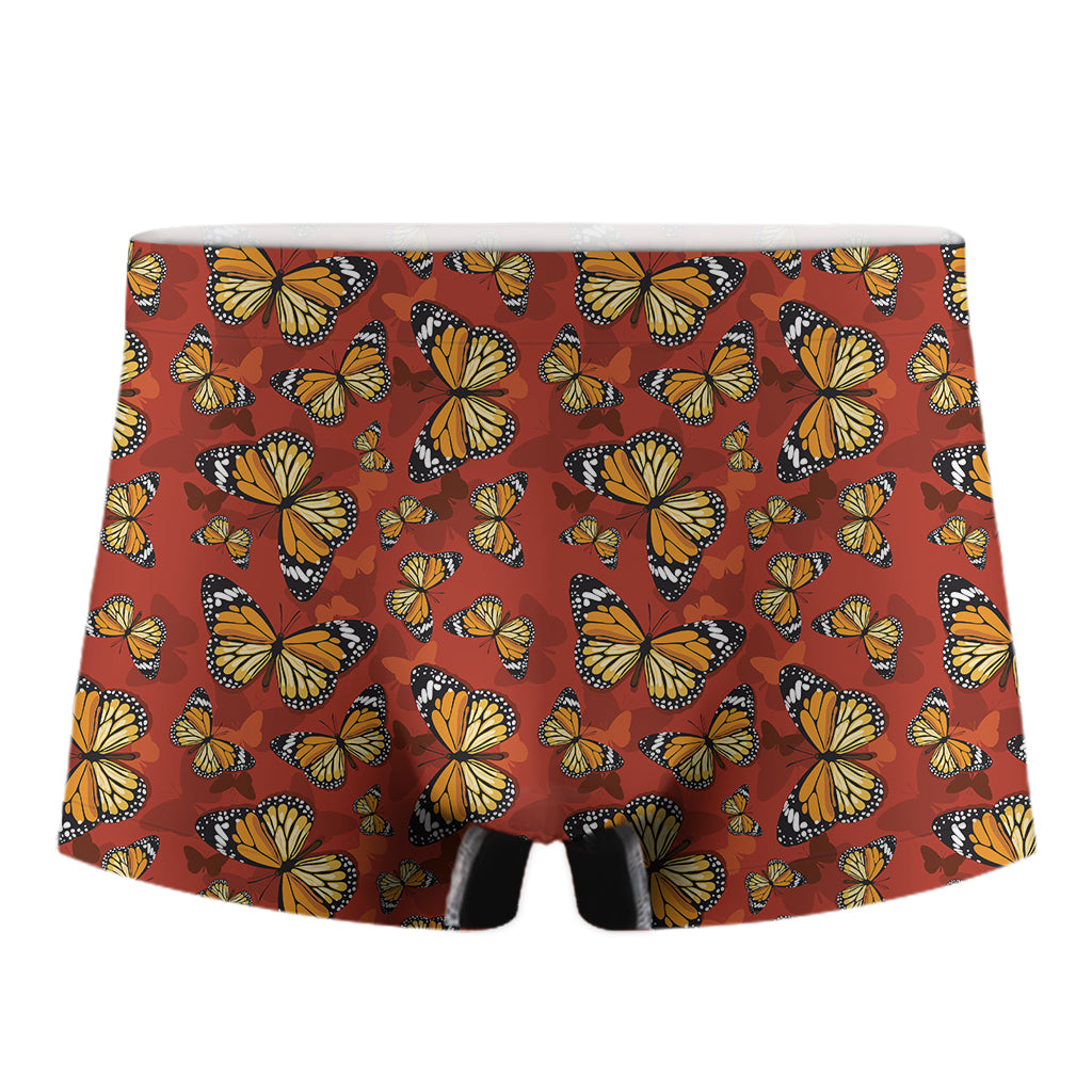 Orange Monarch Butterfly Print Men's Boxer Briefs