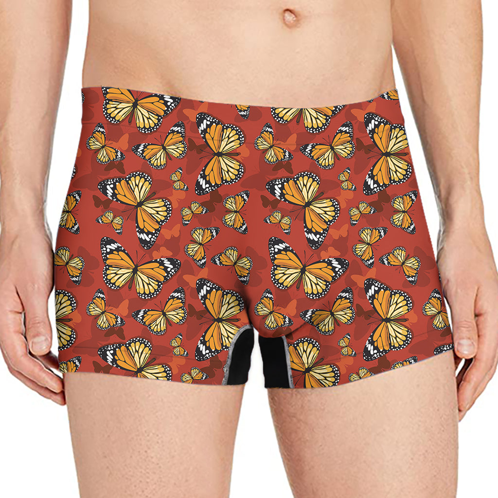 Orange Monarch Butterfly Print Men's Boxer Briefs