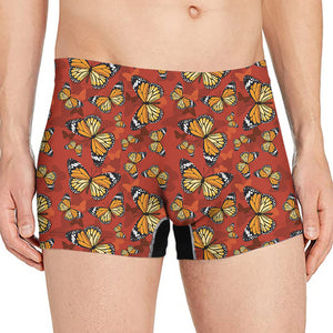 Orange Monarch Butterfly Print Men's Boxer Briefs