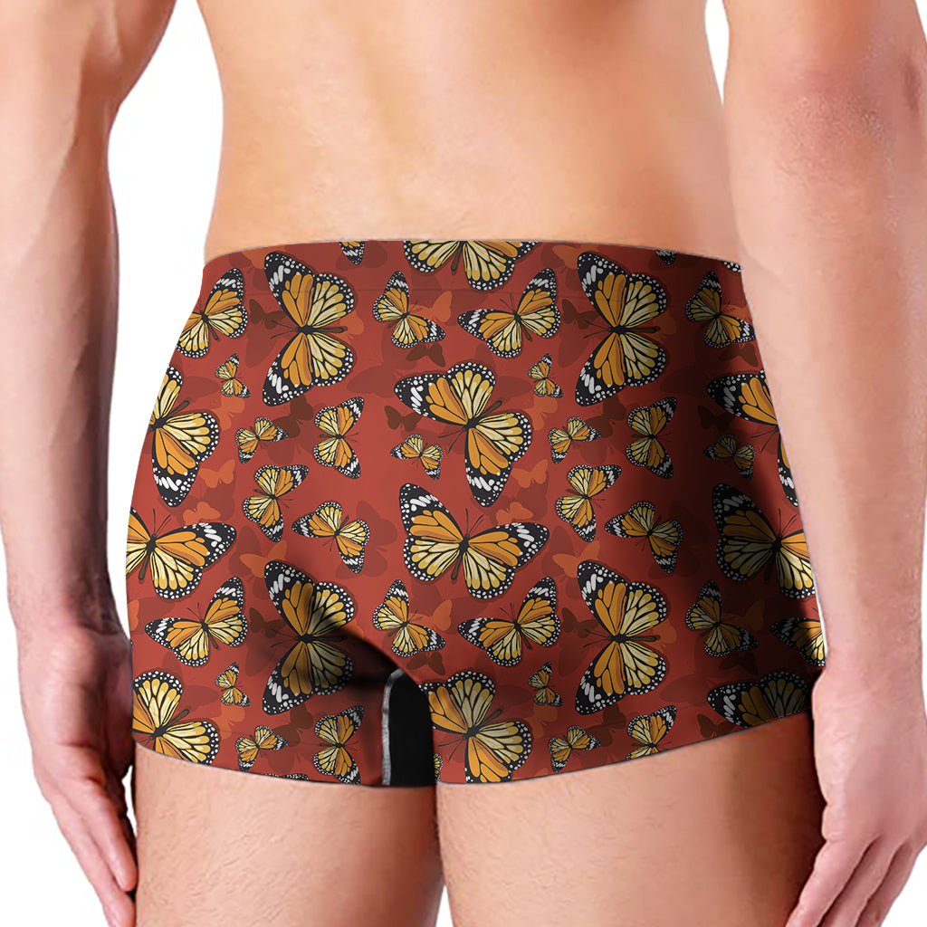 Orange Monarch Butterfly Print Men's Boxer Briefs