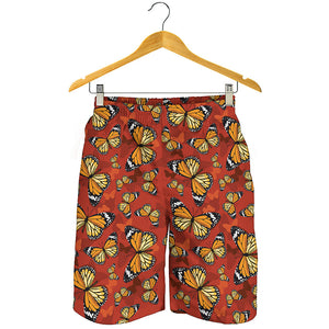 Orange Monarch Butterfly Print Men's Shorts