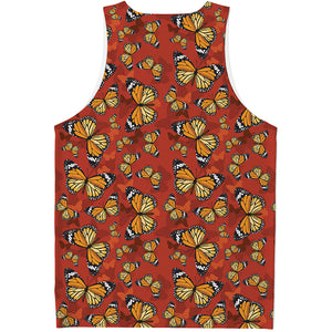 Orange Monarch Butterfly Print Men's Tank Top