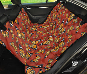 Orange Monarch Butterfly Print Pet Car Back Seat Cover