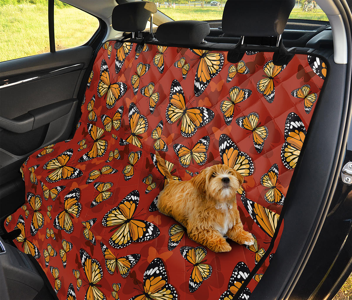 Orange Monarch Butterfly Print Pet Car Back Seat Cover