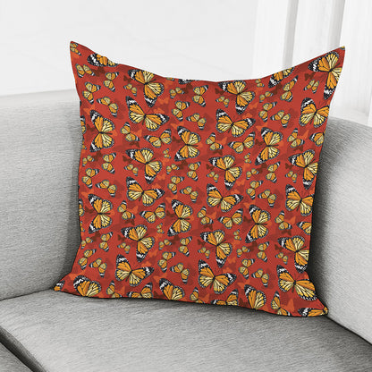 Orange Monarch Butterfly Print Pillow Cover