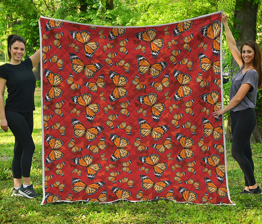 Orange Monarch Butterfly Print Quilt