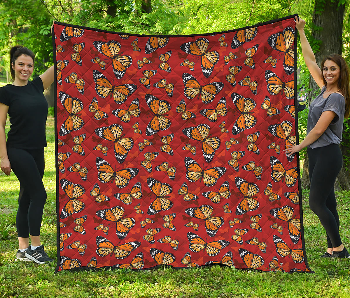Orange Monarch Butterfly Print Quilt
