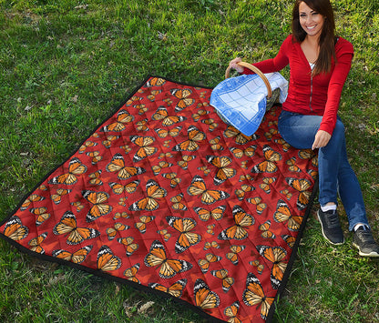 Orange Monarch Butterfly Print Quilt