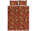 Orange Monarch Butterfly Print Quilt Bed Set