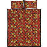 Orange Monarch Butterfly Print Quilt Bed Set