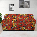 Orange Monarch Butterfly Print Sofa Cover