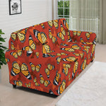 Orange Monarch Butterfly Print Sofa Cover