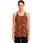 Orange Monarch Butterfly Print Women's Racerback Tank Top
