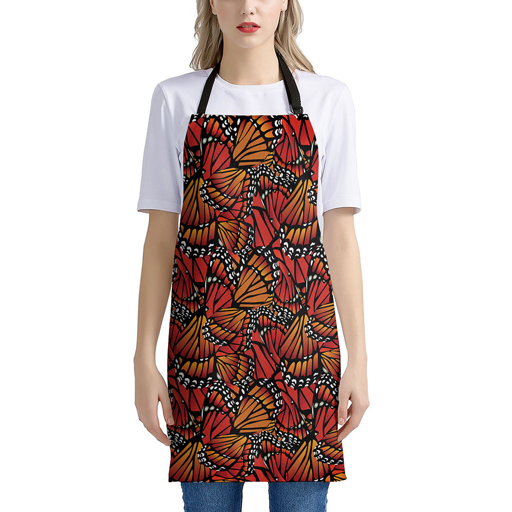 Orange Monarch Butterfly Wings Print Apron