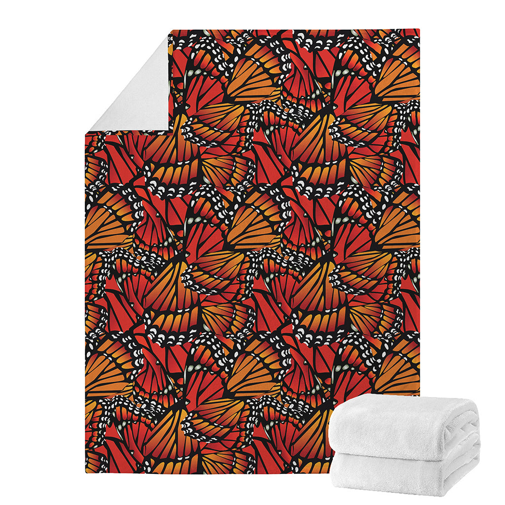 Orange Monarch Butterfly Wings Print Blanket