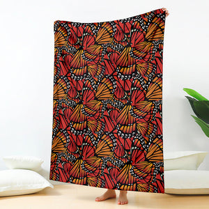 Orange Monarch Butterfly Wings Print Blanket