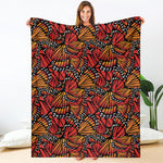 Orange Monarch Butterfly Wings Print Blanket