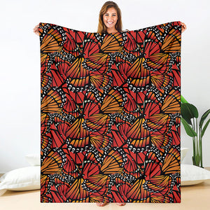 Orange Monarch Butterfly Wings Print Blanket