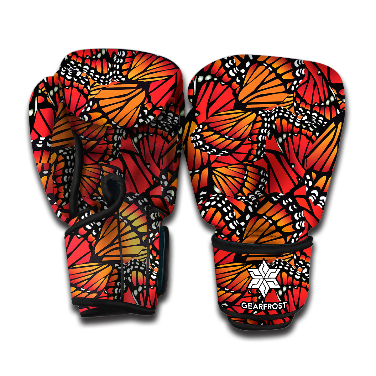 Orange Monarch Butterfly Wings Print Boxing Gloves