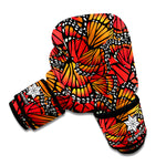 Orange Monarch Butterfly Wings Print Boxing Gloves