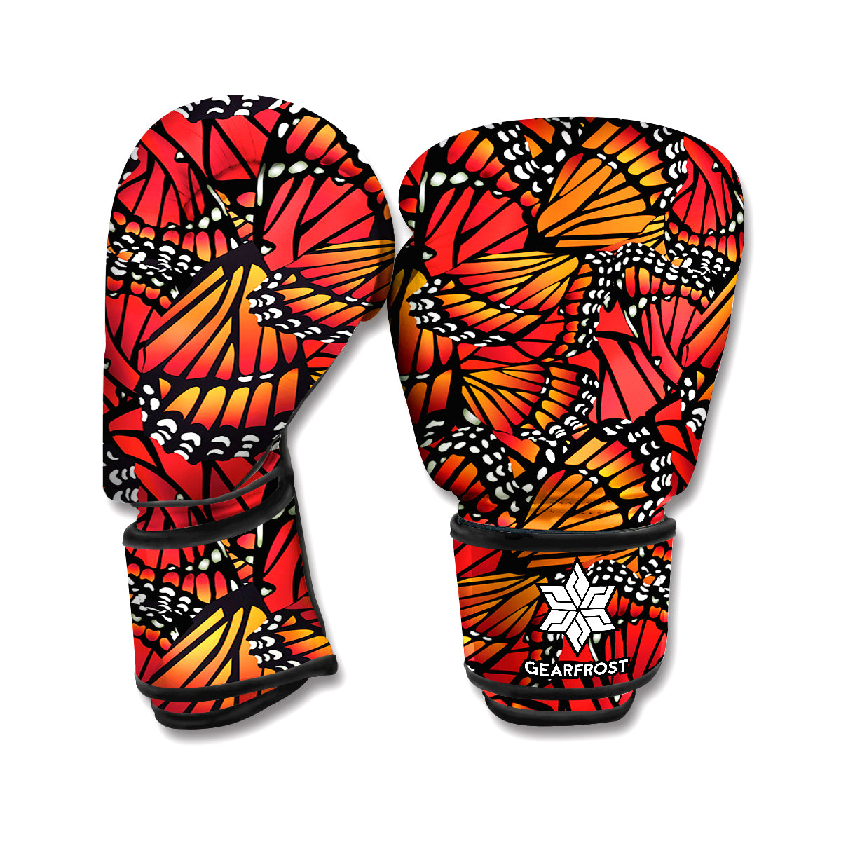 Orange Monarch Butterfly Wings Print Boxing Gloves