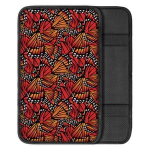 Orange Monarch Butterfly Wings Print Car Center Console Cover