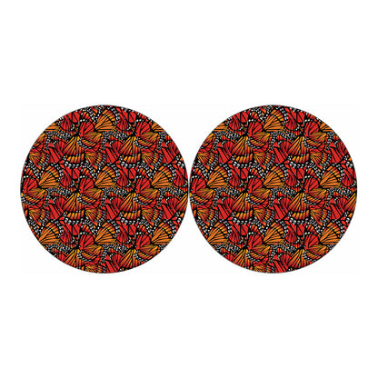 Orange Monarch Butterfly Wings Print Car Coasters