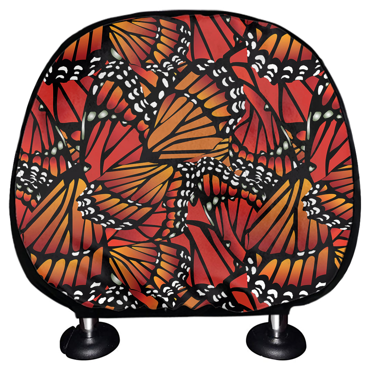 Orange Monarch Butterfly Wings Print Car Headrest Covers