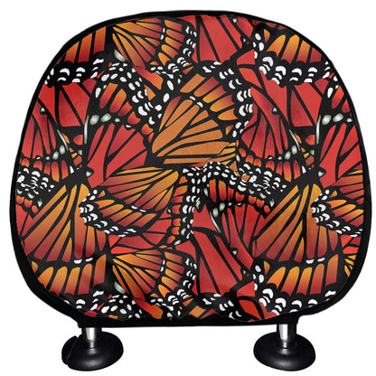 Orange Monarch Butterfly Wings Print Car Headrest Covers