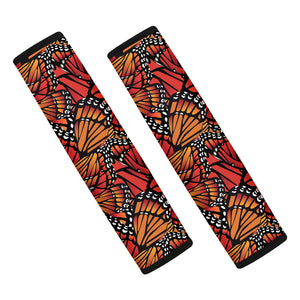 Orange Monarch Butterfly Wings Print Car Seat Belt Covers