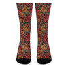 Orange Monarch Butterfly Wings Print Crew Socks