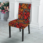 Orange Monarch Butterfly Wings Print Dining Chair Slipcover