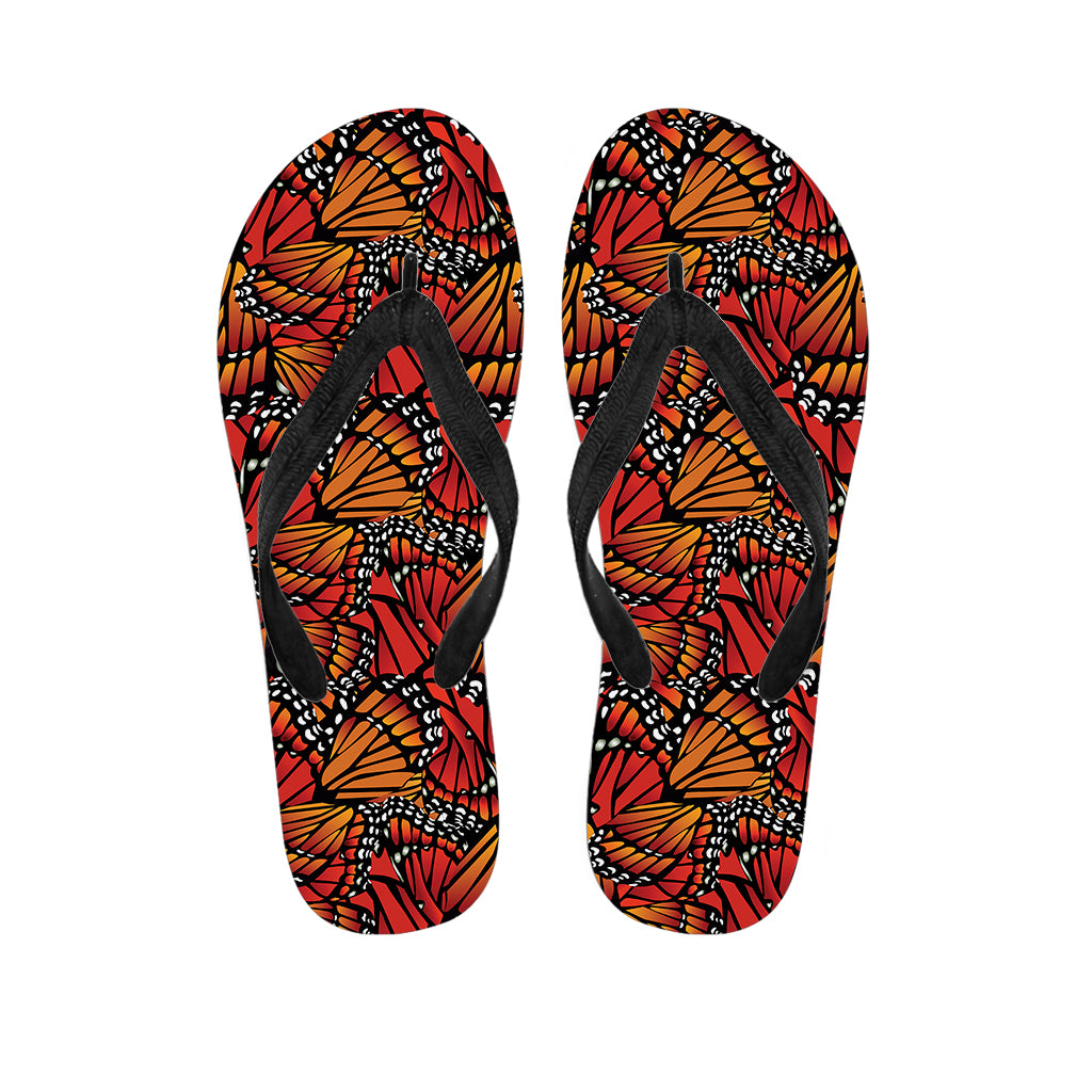 Orange Monarch Butterfly Wings Print Flip Flops