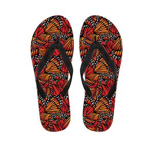 Orange Monarch Butterfly Wings Print Flip Flops