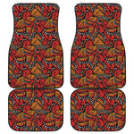 Orange Monarch Butterfly Wings Print Front and Back Car Floor Mats