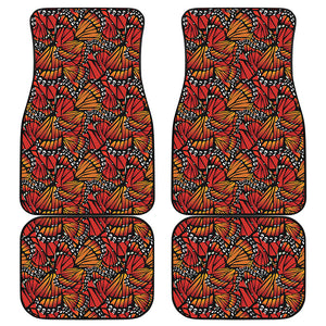 Orange Monarch Butterfly Wings Print Front and Back Car Floor Mats