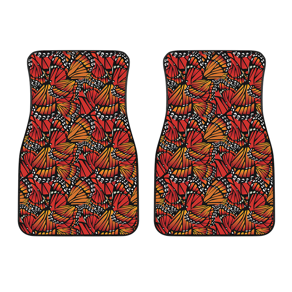 Orange Monarch Butterfly Wings Print Front Car Floor Mats