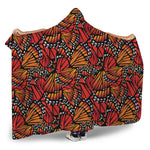 Orange Monarch Butterfly Wings Print Hooded Blanket