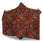 Orange Monarch Butterfly Wings Print Hooded Blanket
