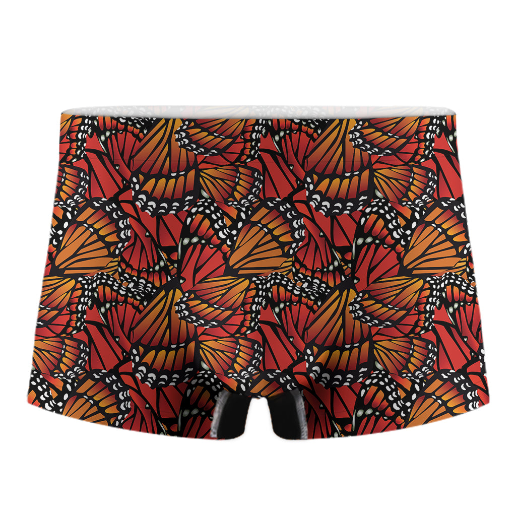 Orange Monarch Butterfly Wings Print Men's Boxer Briefs