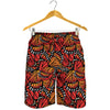 Orange Monarch Butterfly Wings Print Men's Shorts