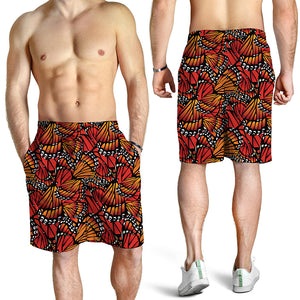 Orange Monarch Butterfly Wings Print Men's Shorts