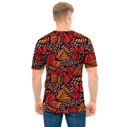 Orange Monarch Butterfly Wings Print Men's T-Shirt
