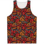 Orange Monarch Butterfly Wings Print Men's Tank Top