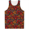 Orange Monarch Butterfly Wings Print Men's Tank Top