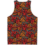 Orange Monarch Butterfly Wings Print Men's Tank Top