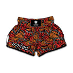 Orange Monarch Butterfly Wings Print Muay Thai Boxing Shorts