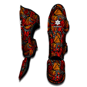 Orange Monarch Butterfly Wings Print Muay Thai Shin Guard