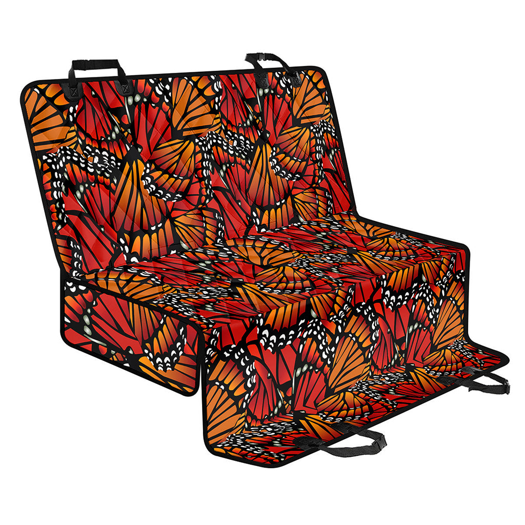 Orange Monarch Butterfly Wings Print Pet Car Back Seat Cover